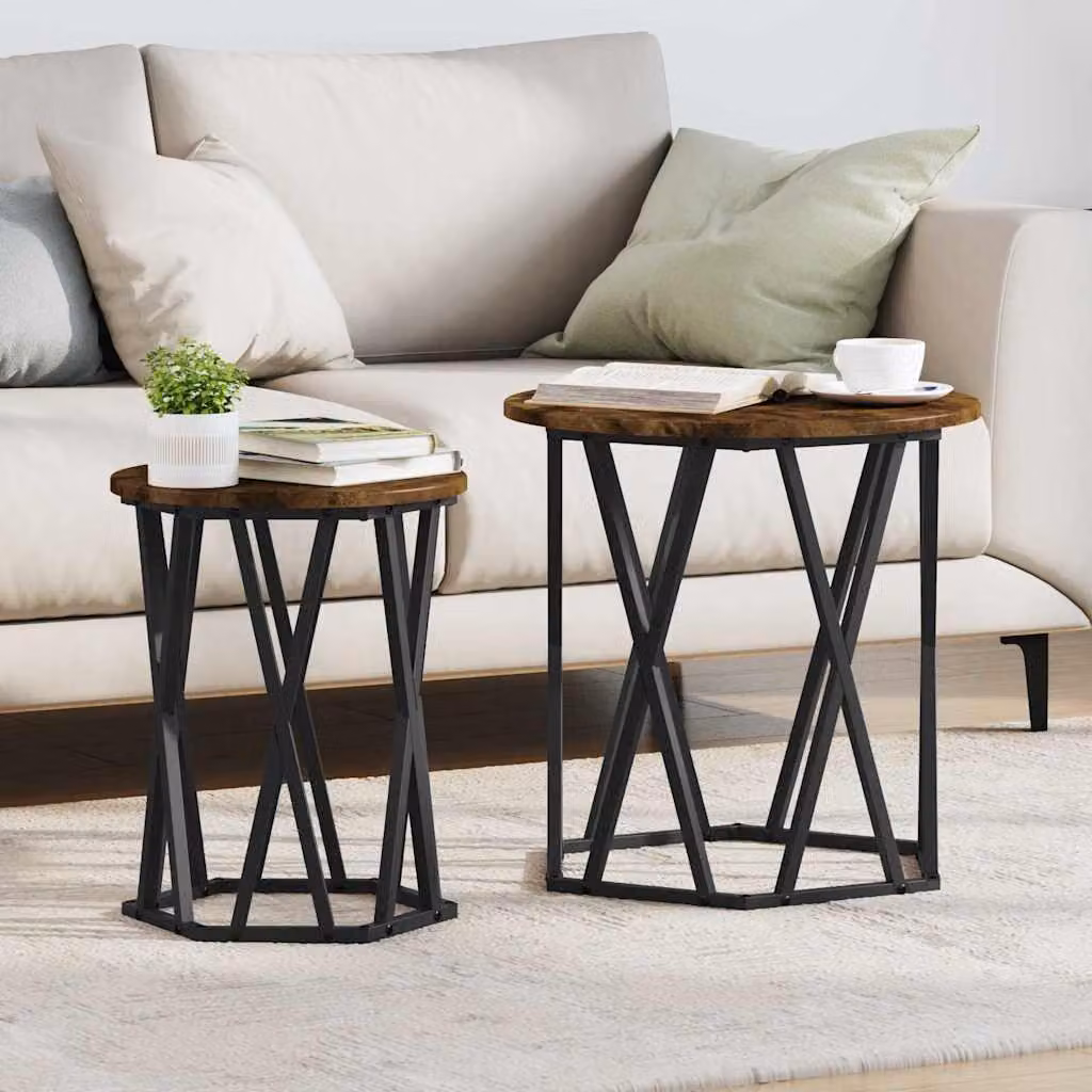 Maison Exclusive - Tavolino da caffè, 2 pezzi, legno di faggio affumicato, 50 x 50 x 50 cm