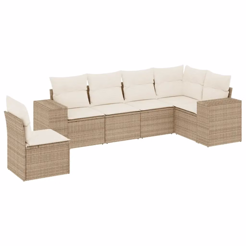 Set Divano da Giardino L-Shape vidaXL a 6 posti con Cuscini Beige e Struttura in Metallo – 2