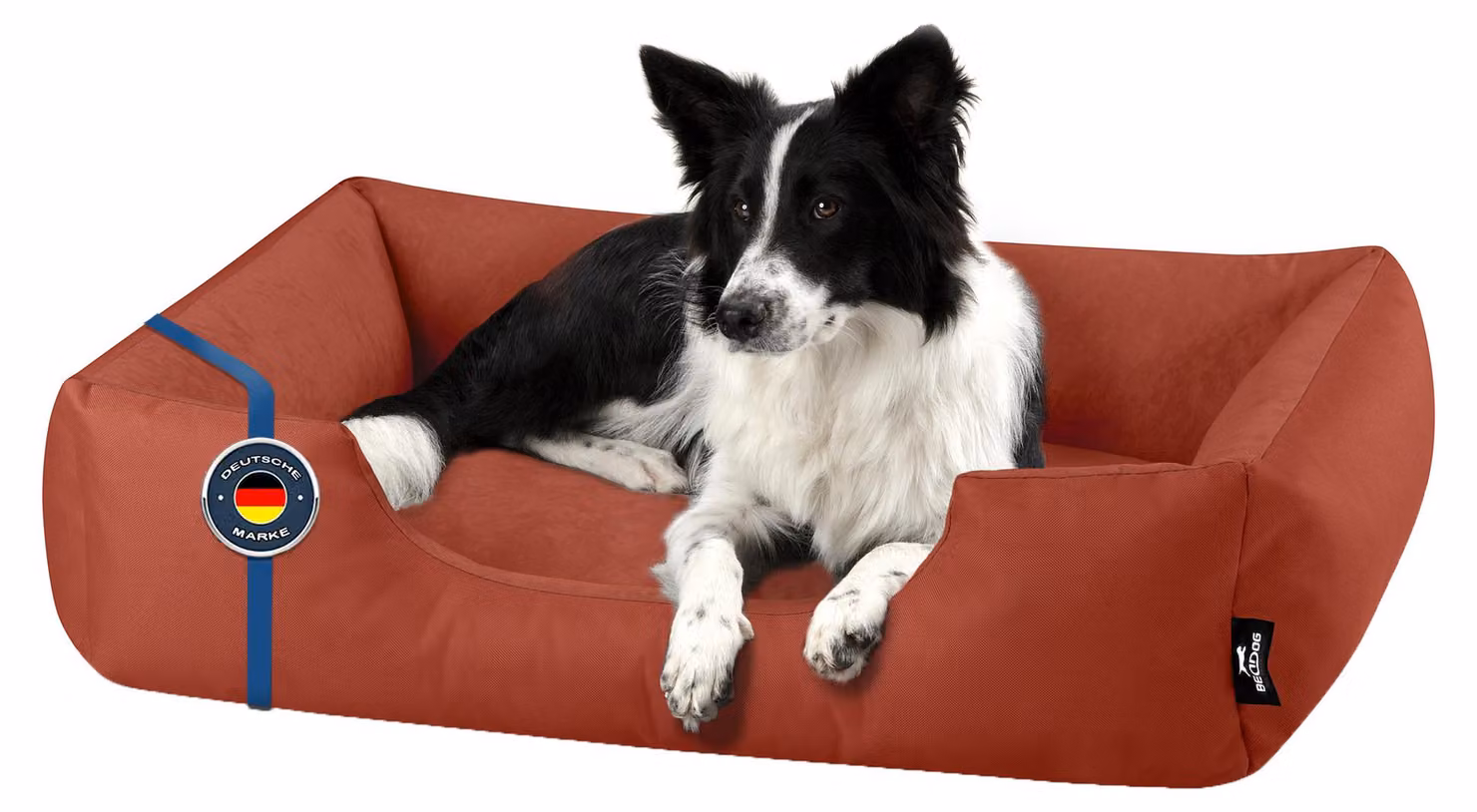 BedDog letto per cani ZARA cuscino per cani con rivestimento lavabile cesto per cani divano per cani, HAZELNUT (mattone), (L) circa 80x65x18cm