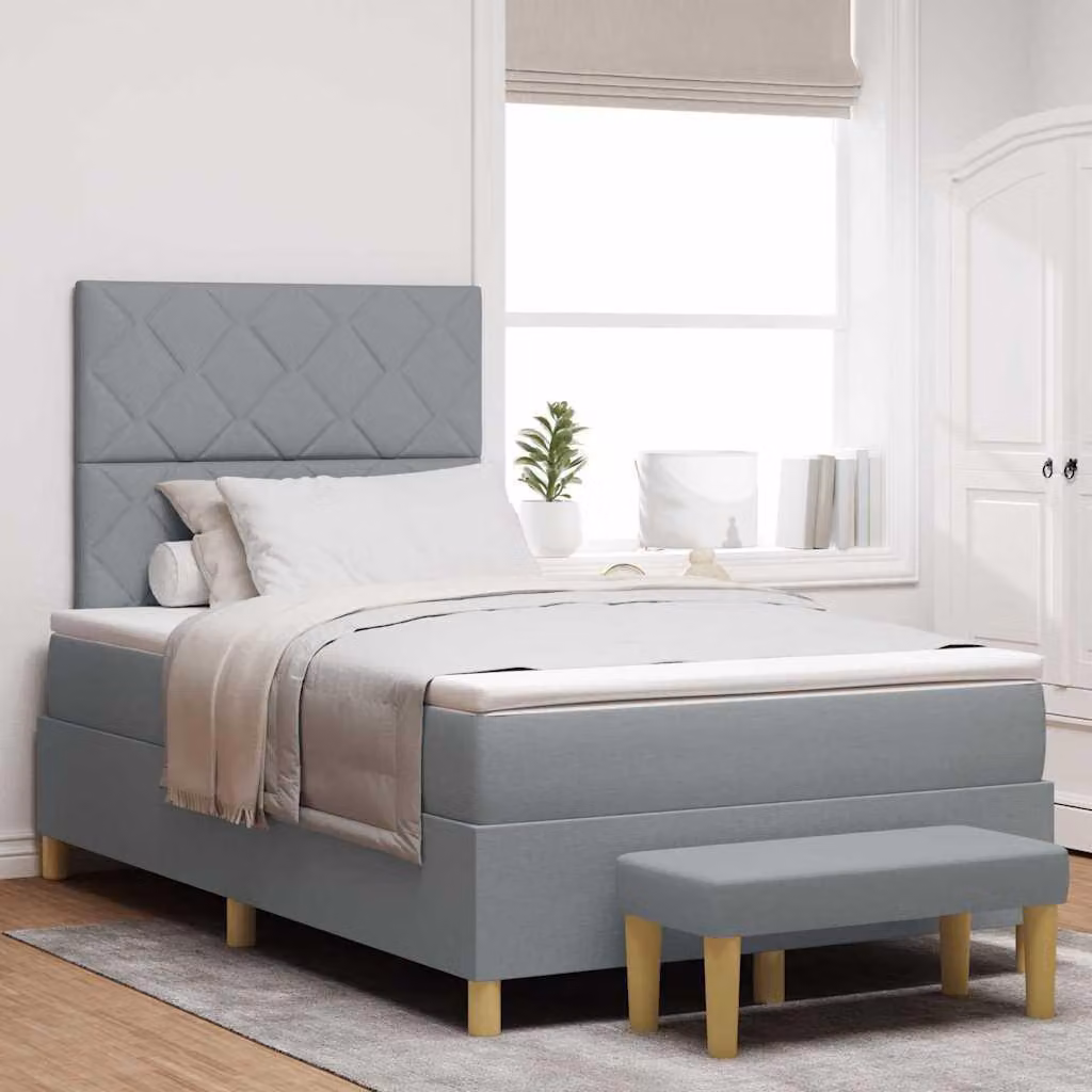 Maison Exclusive - Letto boxspring con cuscini, grigio chiaro, 190 x 120 cm, tessuto