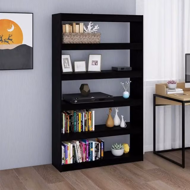 Libreria Divisorio Design Mania in Legno di Pino Nero per Soggiorno L: 100 cm, P: 30 cm, H: 167,5 cm – 1