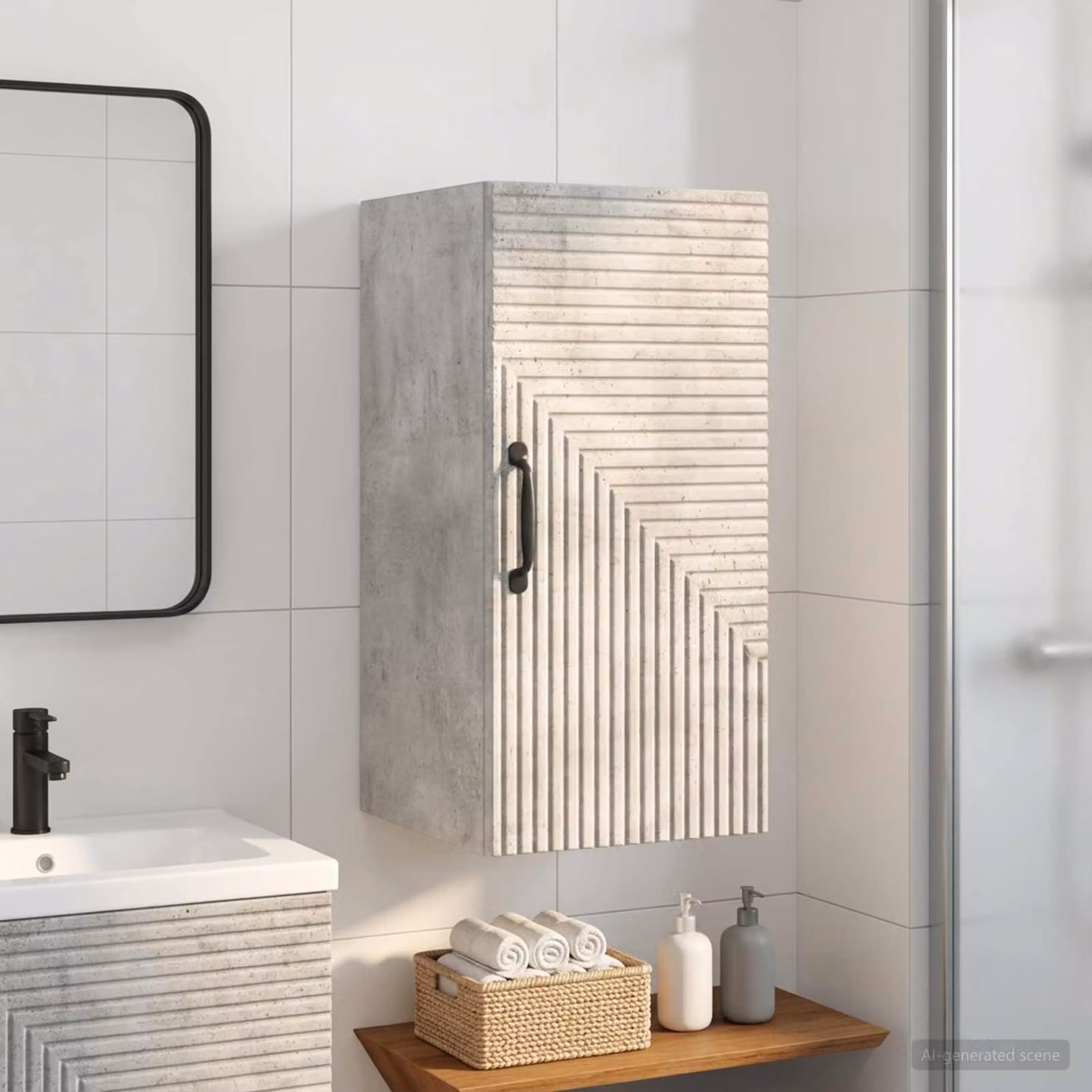 vidaXL Armadio da bagno a muro HAARLEM moderno Grigio e Nero L: 30 cm, P: 31 cm, H: 59 cm