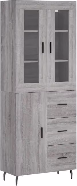 Credenza | Madia | Buffet da pranzo | Armadio da pranzo Grigio Sonoma 69,5x34x180 cm in Legno Multistrato