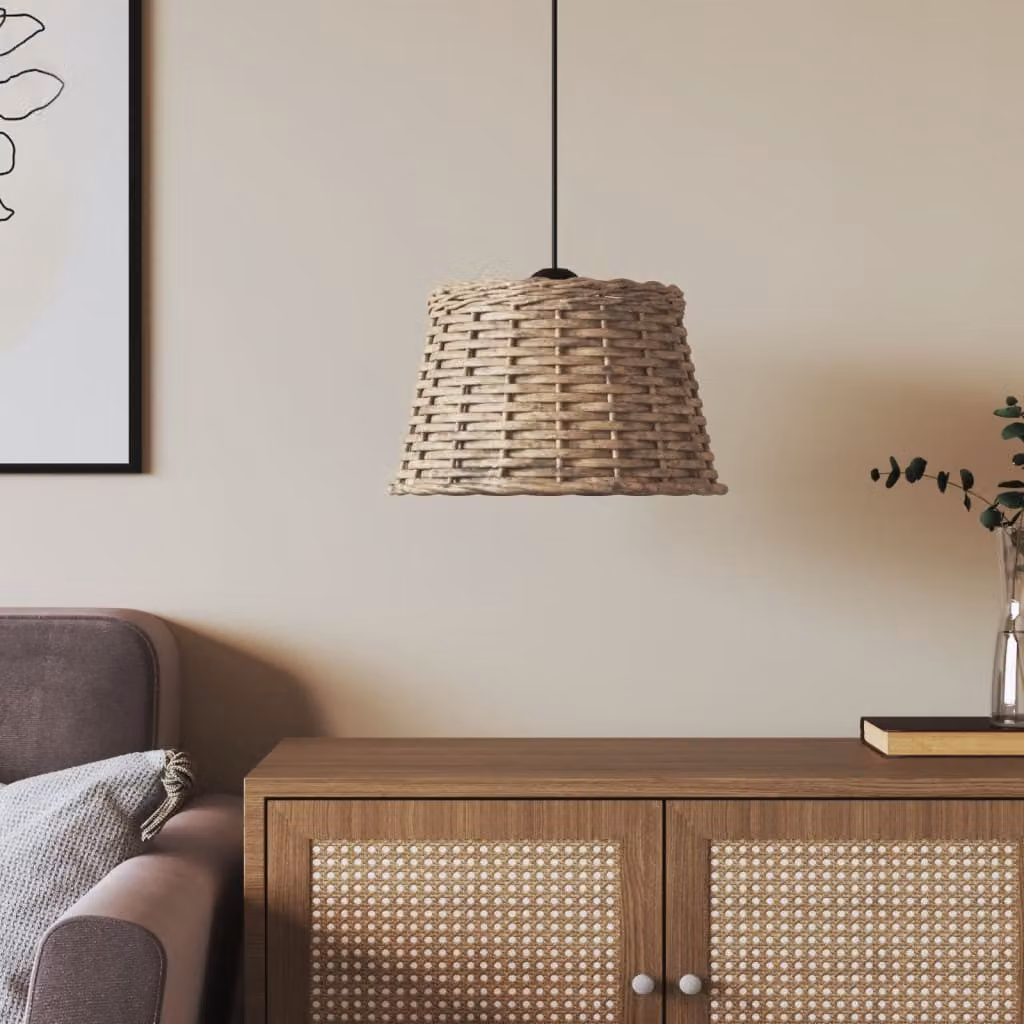 Paralume da Soffitto boho in Vimini e Metallo Marrone vidaXL Ø38 x 23 cm