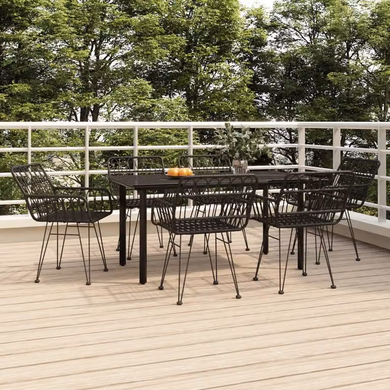 Maison Exclusive - Set da pranzo da giardino 7 pezzi in polyrattan nero