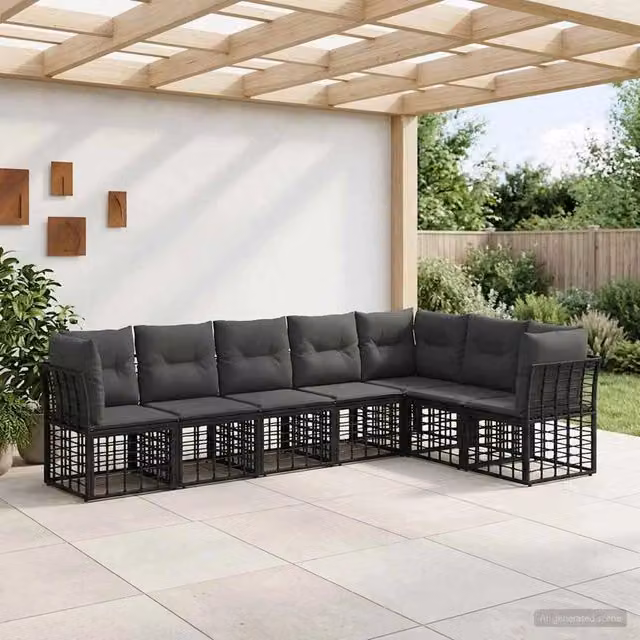 Set di divani da esterno Nero Poliestere 3437479
