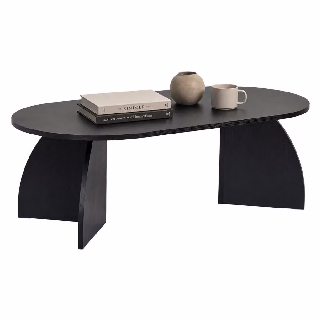 Nohaza Tavolino da Salotto Ovale Moderno Nero Frassino L/P/H: 120 x 60 x 40 cm – 2