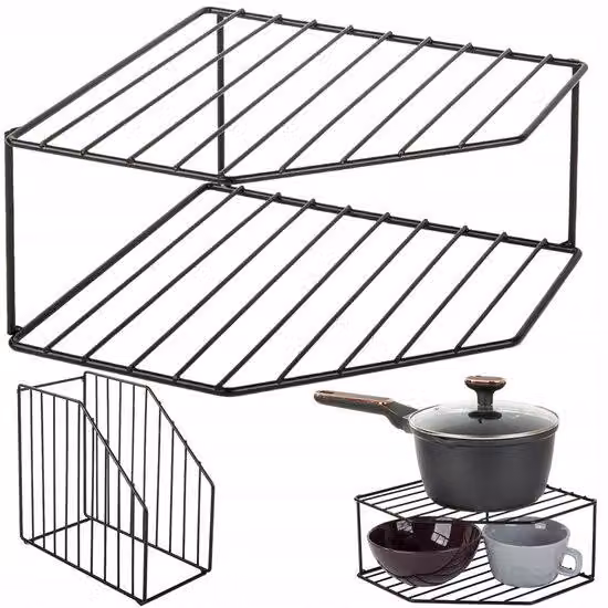 Verk 27220 Scaffale da cucina ad angolo, nero