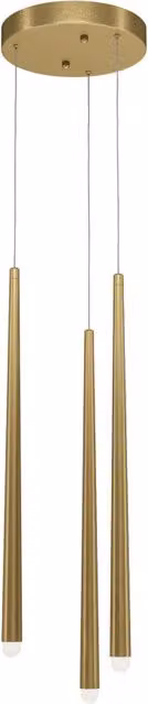 Lampadario moderno a sospensione Maytoni Cascade con 3 luci LED integrate in ottone e alluminio, disponibile in nero o oro/ottone