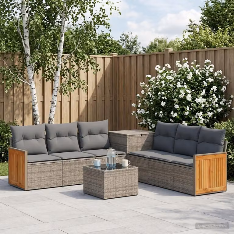 vidaXL Set di divani da giardino 8 pz in polyrattan con tavolino e cuscini, Grigio e Antracite