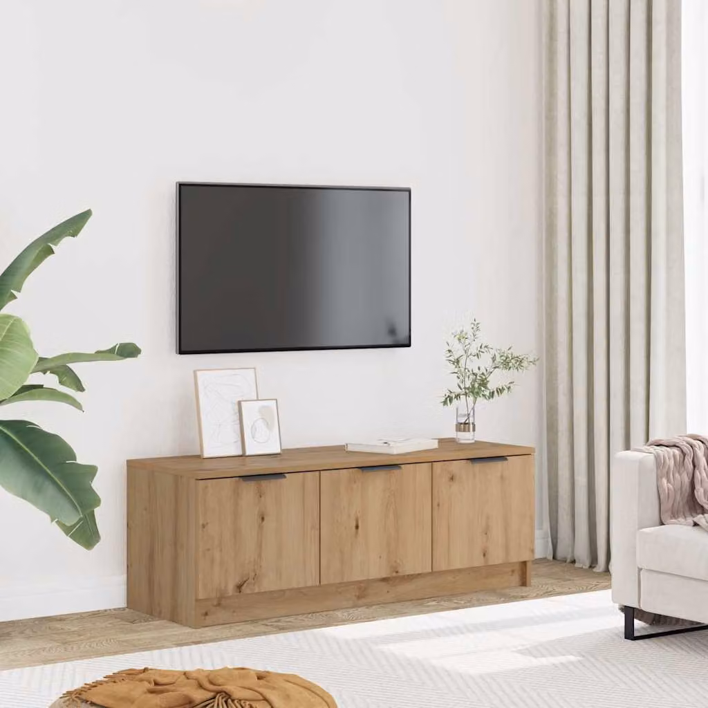 Mobile TV vidaXL in legno multistrato marrone con design moderno e compartimenti media, L 102 cm x P 35 cm x H 36,5 cm