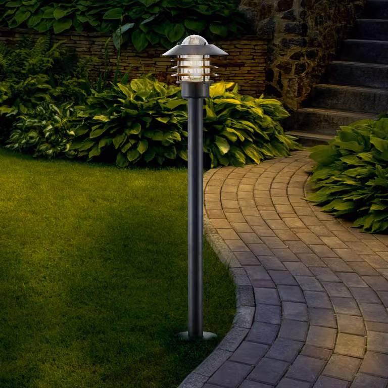 Lindby lampione Belmiro, ferro, altezza 100 cm, E27, nero Belmiro Lindby, dimmerabile, Nero, Metallo, Moderno