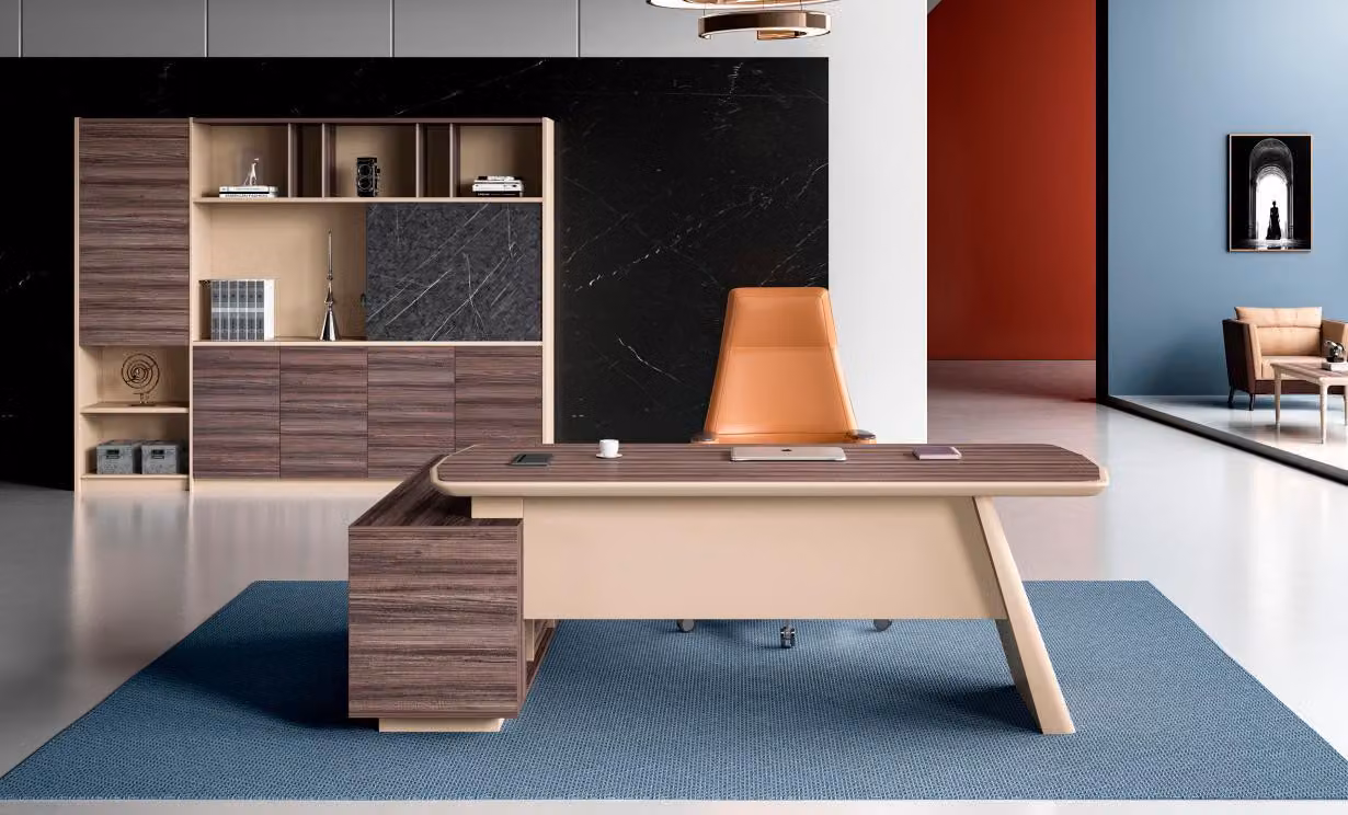 Komplette Bürogarnitur Designer Eckschreibtisch Luxuriöser Schrank 2tlg