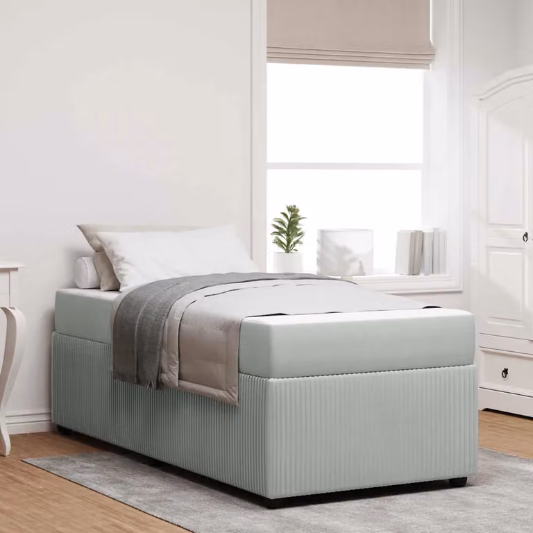 Struttura del letto moderna vidaXL in tessuto grigio, L/P/H: 90 x 200 x 66 cm