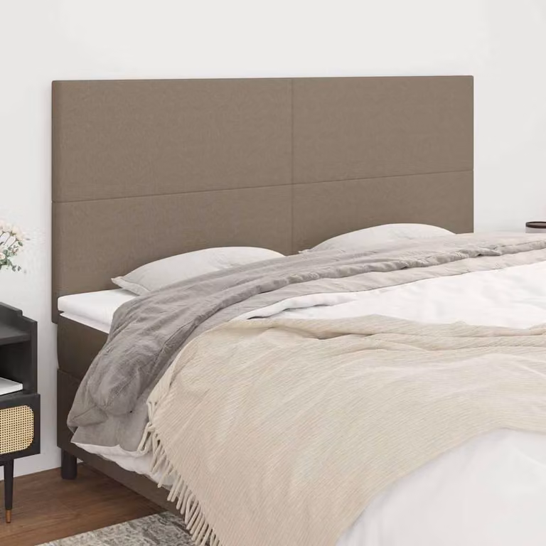 Testiera per letto imbottita vidaXL in tessuto beige e grigio, L: 160 cm, P: 5 cm, H: 118-128 cm