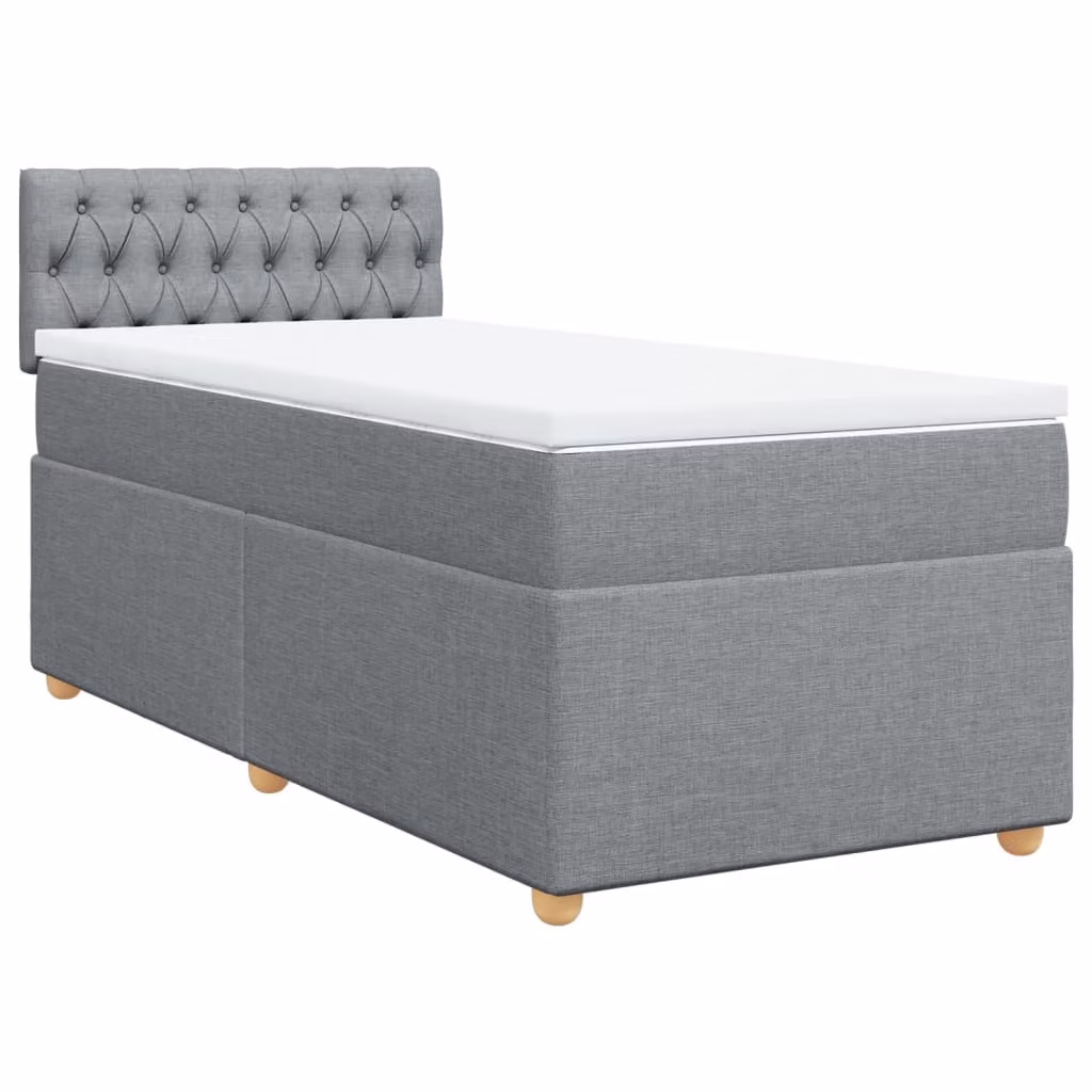 Giroletto a Molle con Materasso Grigio Chiaro100x200 cm Tessuto