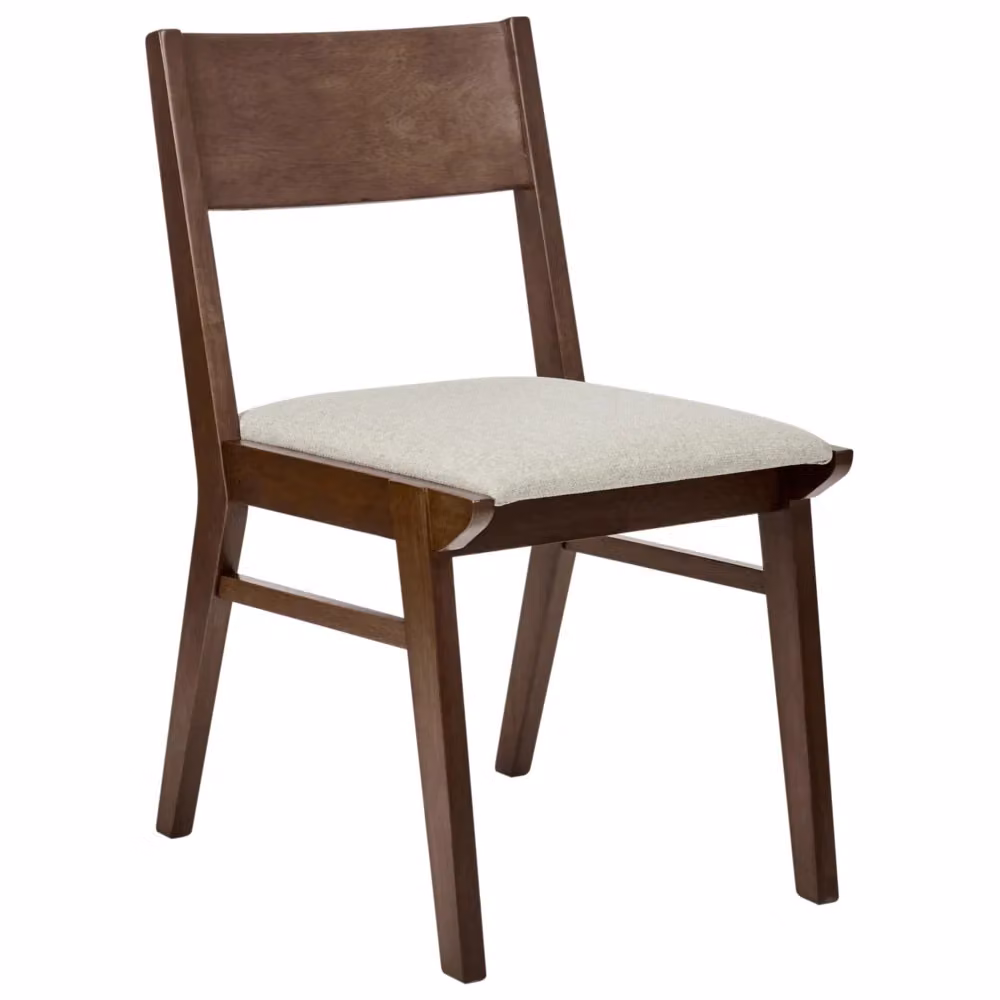 Set di 2 sedie da pranzo BELIANI in tessuto beige con struttura in legno di gomma marrone, stile retrò classico senza braccioli – 2