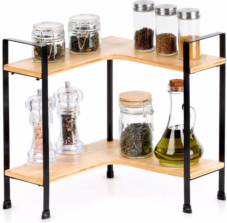 Scaffale da cucina, angolare, a gradini, per piano di lavoro, armadio, supporto organizer