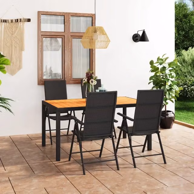 Set da Pranzo da Giardino 5 pz Nero e Marrone 3060054