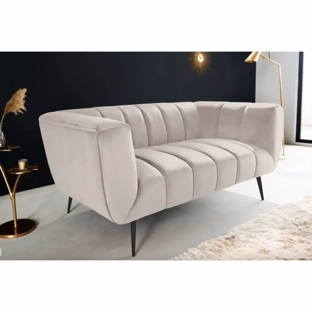 Divano dritto NORA 2 posti Meublorama bianco, elegante divano in velluto con struttura in metallo per il tuo soggiorno, L: 90 cm, P: 90 cm, H: 80 cm – 2