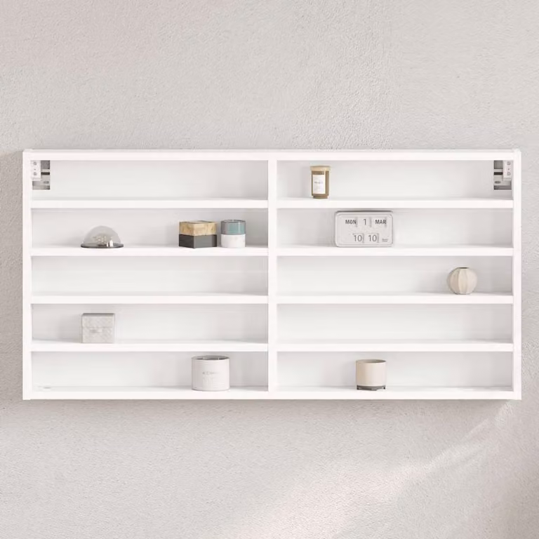 vidaXL Armadietto con Vetrina Bianco in Legno e MDF per Soggiorno o Ingresso, L: 100 cm, P: 5 cm, H: 50 cm