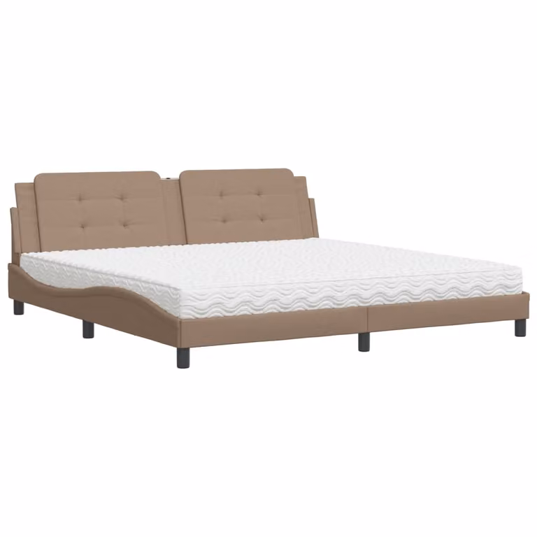 vidaXL Letto con materasso "Zadar" Marrone cappuccino 200x200 cm Pelle finta