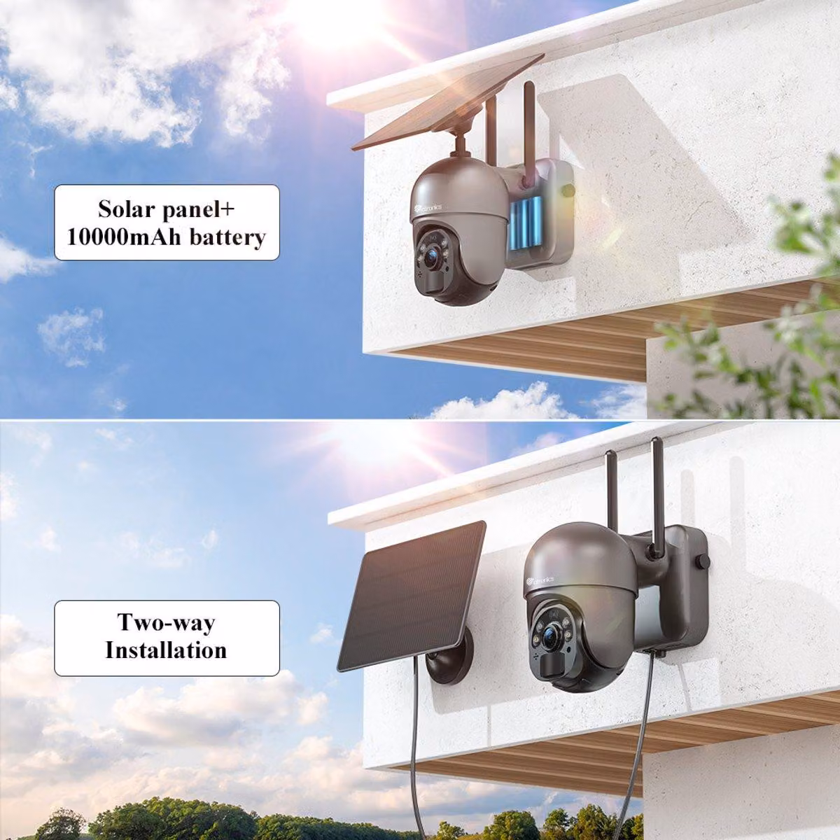 Telecamera di sicurezza - Wireless - 4MP - Alimentazione a energia solare - 128GB di memoria - Per uso esterno - Visione notturna
