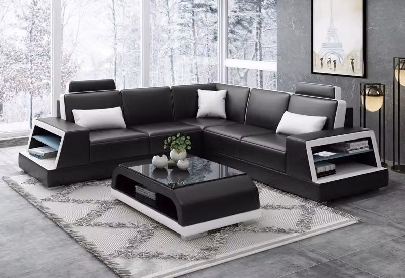 Ecksofa Ledersofa Polster Wohnlandschaft Couch Sofa Eckgarnitur L-Form Garnitur