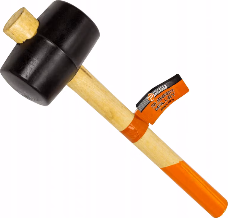 Mazzuola in gomma Polax 450 g - manico in legno, testa da 65 mm, ideale per artigiani, officine e lavori di montaggio