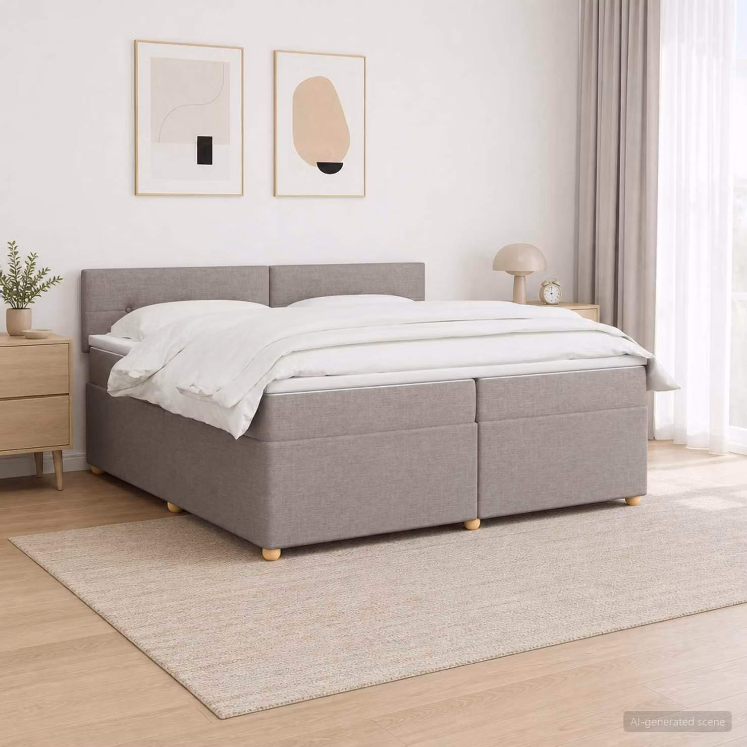 Maison Exclusive - Letto boxspring con materasso Taupe 200 x 200 cm Tessuto