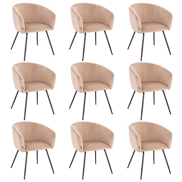 Home Deluxe - Sedia imbottita ARIA - 9 pezzi, colore: beige velluto - imbottitura morbida, carico massimo 120 kg I Sedia da cucina Sedie da pranzo Sedie da sala da pranzo
