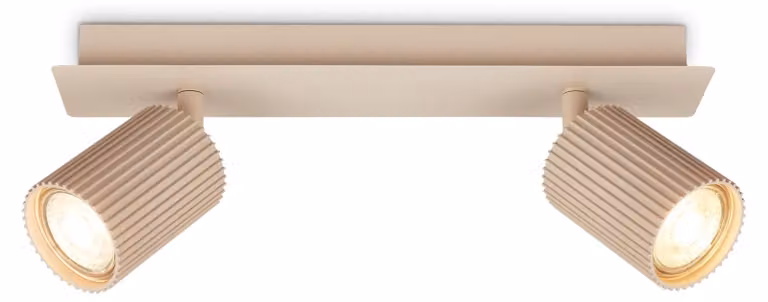 Briloner Plafoniera orientabile 32x7x9 cm attacco GU10 max. 9W a 2 luci beige - Faretto da soffitto per soggiorno corridoio cucina ufficio