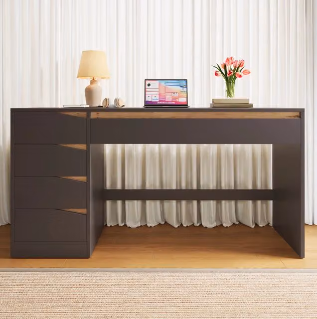 Scrivania moderna in MDF con cassettiera grigio opaco per home office