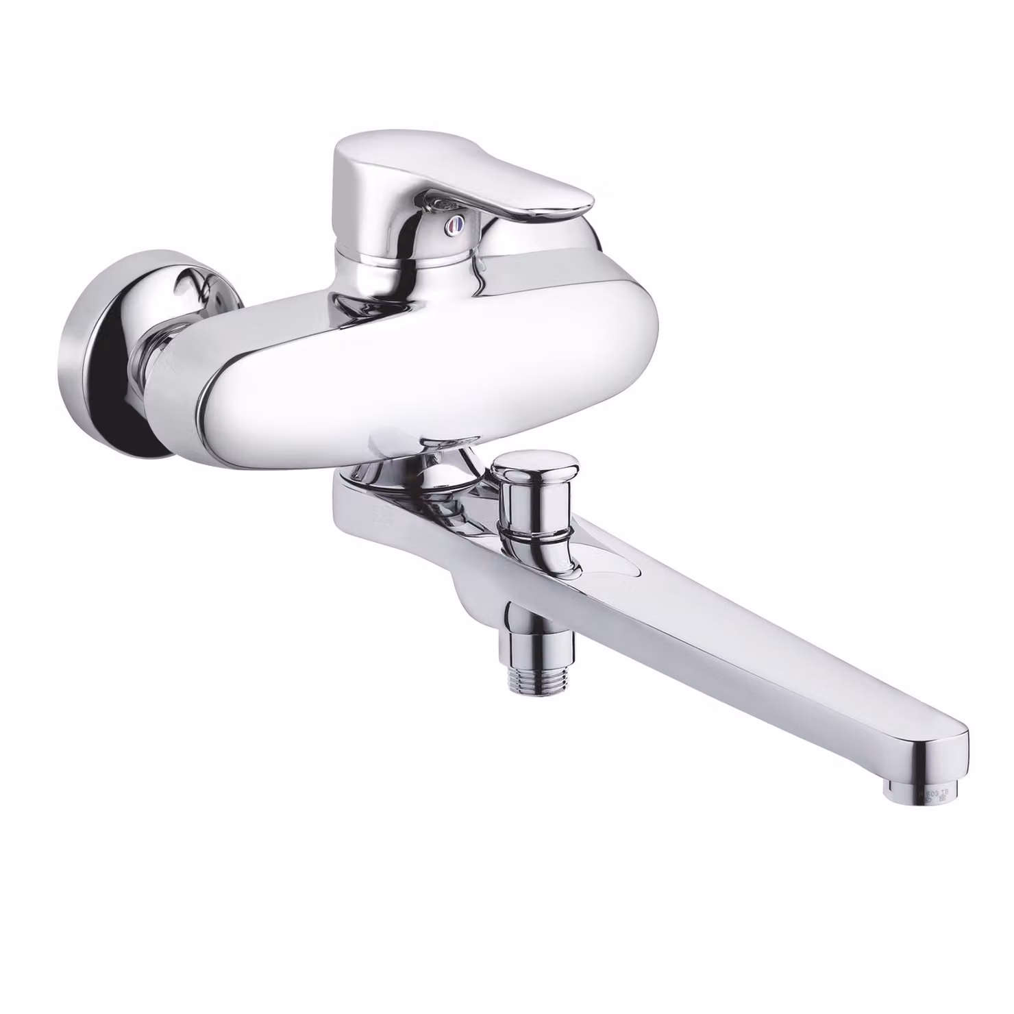 KLUDI OBJEKTA Mitigeur monocommandé pour bain et douche, montage mural, bec pivotant, chrome, 324910575, 324910575