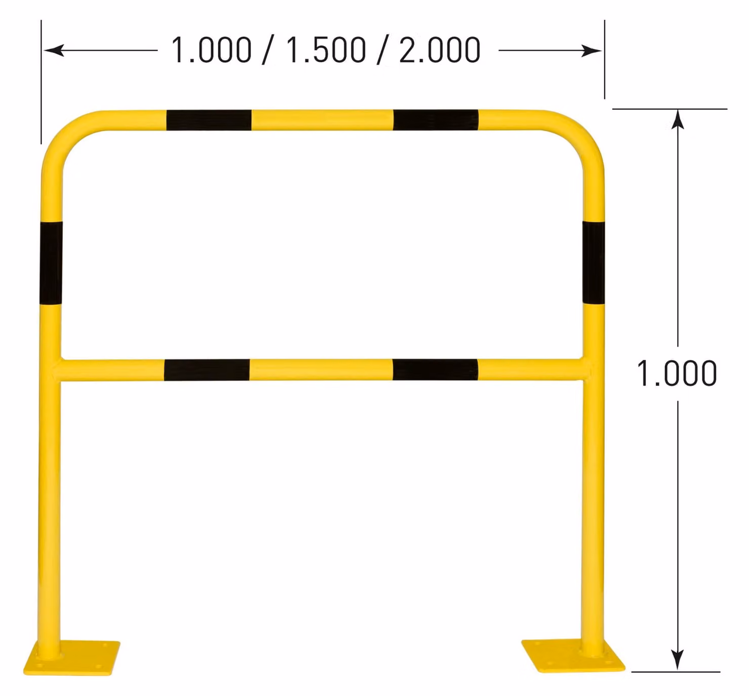 MORION Paracolpi Small, tubo tondo, 1000x1500 mm, da fissare con tasselli, giallo, strisce nere