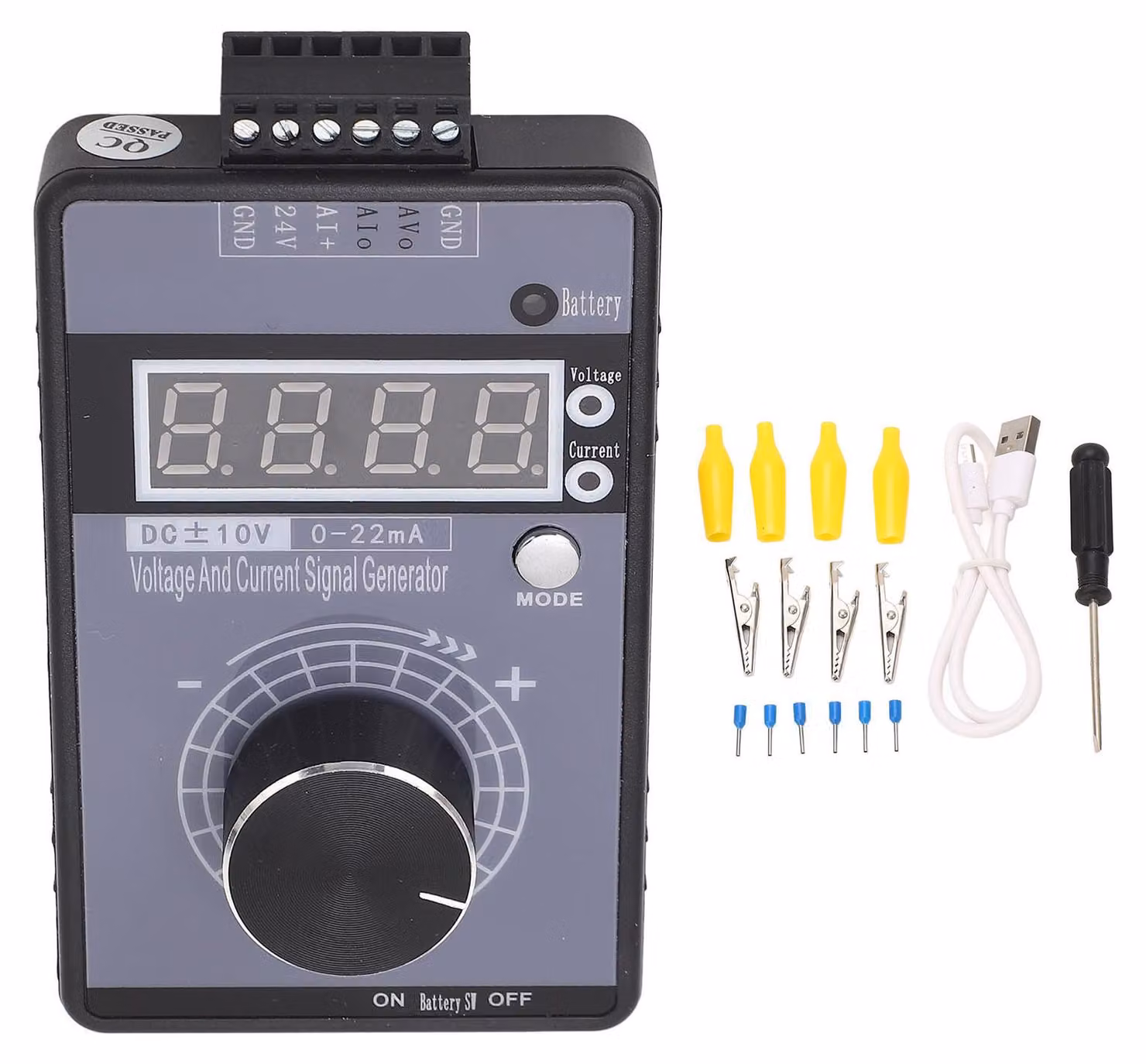 Generatore di segnali di tensione e corrente ± 10 V, 0–22 mA, simulatore analogico portatile ad alta precisione, test dei dispositivi di debug del pannello PLC
