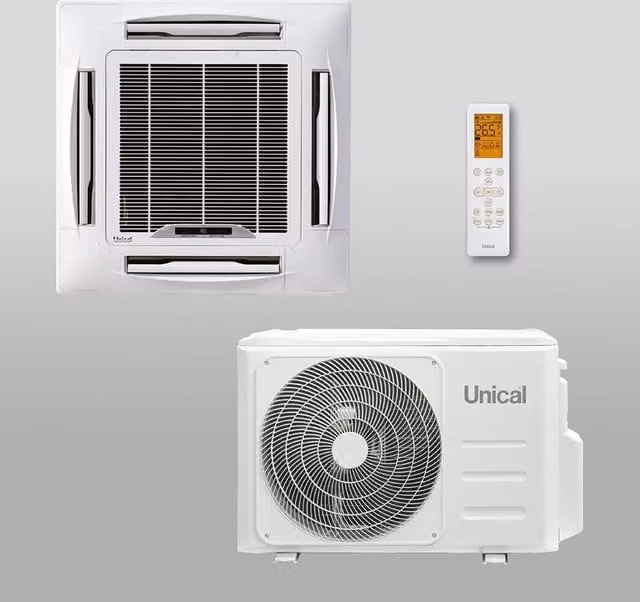 Condizionatore Unical Cassetta 4 Vie CS11 30H con Gas R-32 da 30000 BTU, Classe Energetica A++, Colore Bianco, Wi-Fi Opzionale