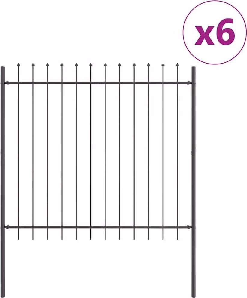 Recinzione per Giardino 6 pcs Grigio 10,2 x 1,5 m