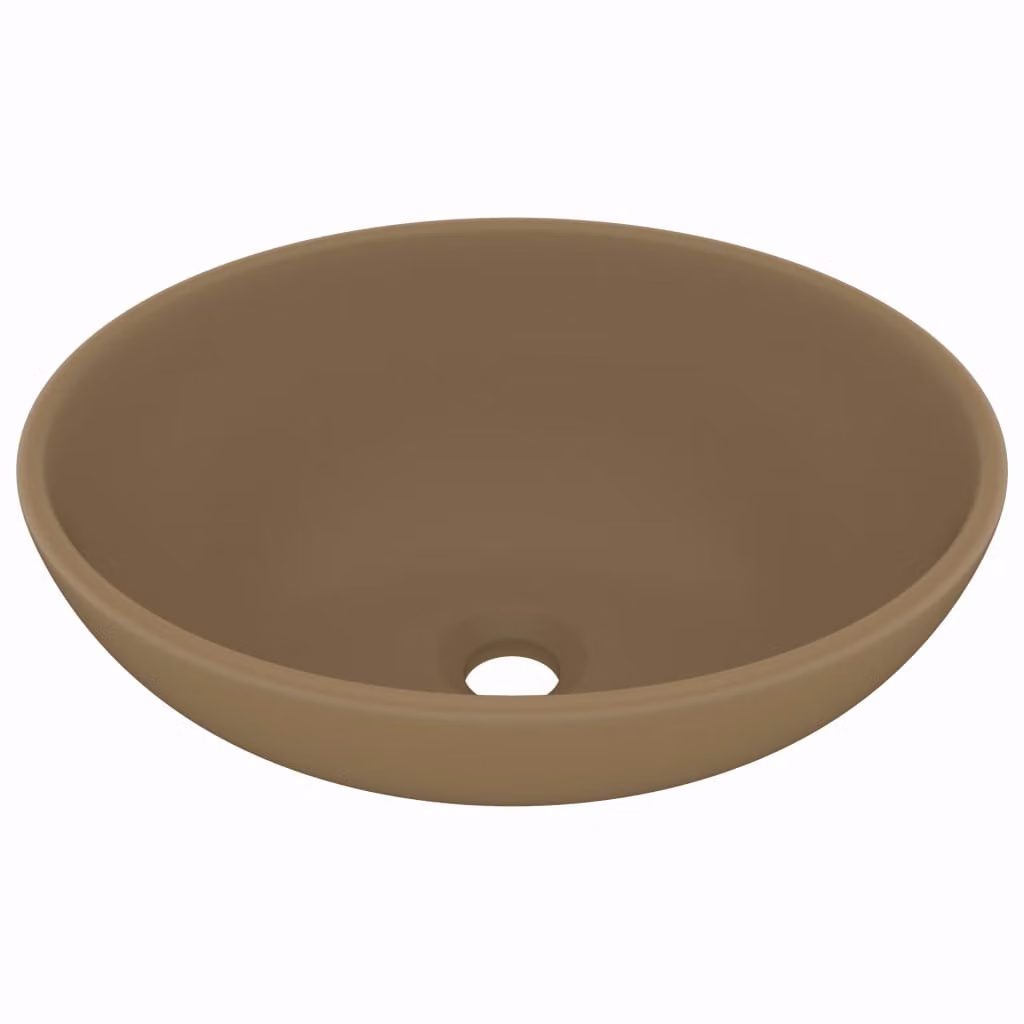 Lavandino Lusso Ovale Crema Opaco 40x33 cm in Vetroceramica