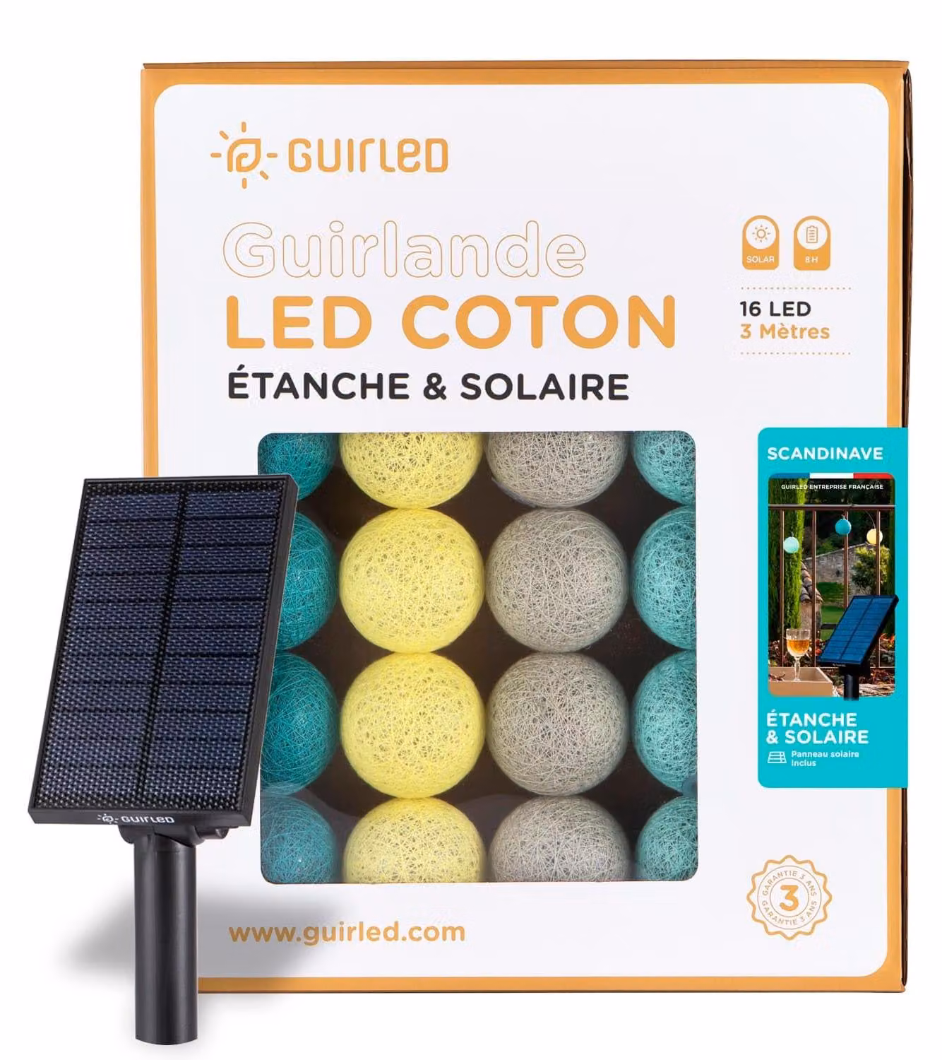 Catena luminosa solare a LED, 16 sfere, grado di protezione IP55, lunghezza 6 metri, 4 colori