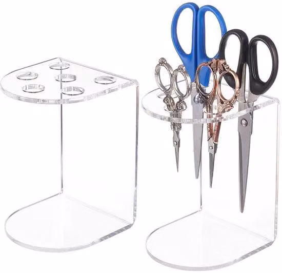 Tagliere in acrilico trasparente con 6 fori - Organizer da scrivania per parrucchieri, diametro: 2 cm