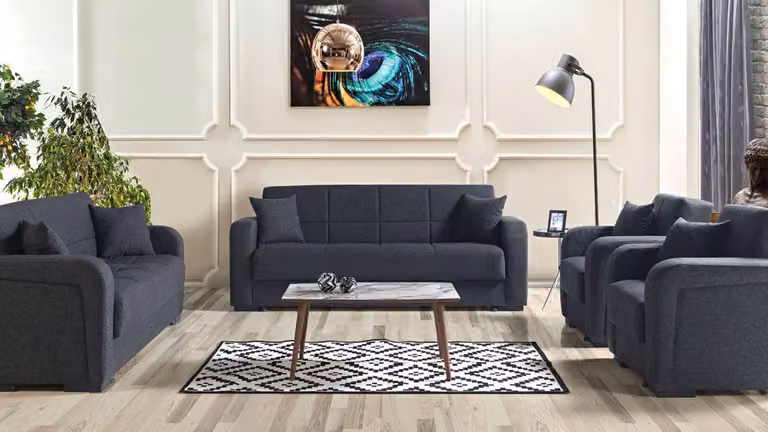 Sofagarnitur 3+2+1+1 Sitzer Textil Modern Komplett 2x Sessel Sofa 3 Sitzer Luxus