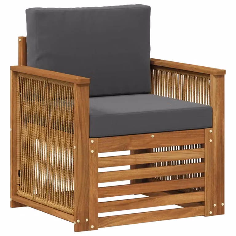 Divano centrale componibile per esterno Naturale 733005 in legno di acacia con cuscini inclusi disponibile in beige, antracite o grigio