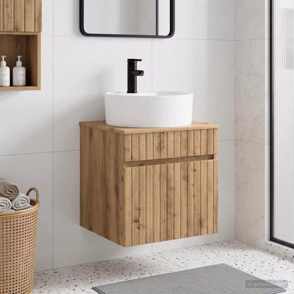 Mobile lavabo da parete vidaXL Rovere Artigianale Marrone L: 49 cm, P: 44,5 cm, H: 65 cm