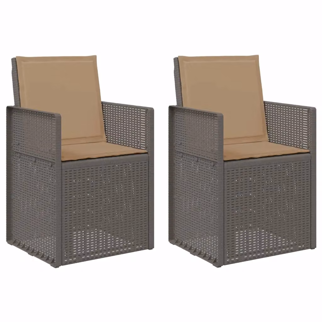 Set di 2 sedie da giardino vidaXL con braccioli in plastica resistente ai raggi UV, colore grigio e beige con cuscini inclusi – 2