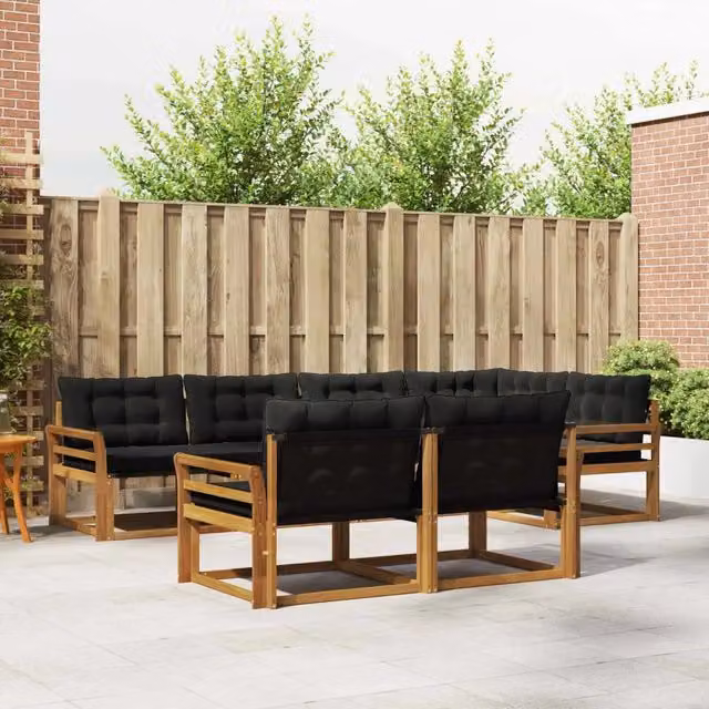 Set di divani da esterno 7 pz Naturale e Nero 3369555