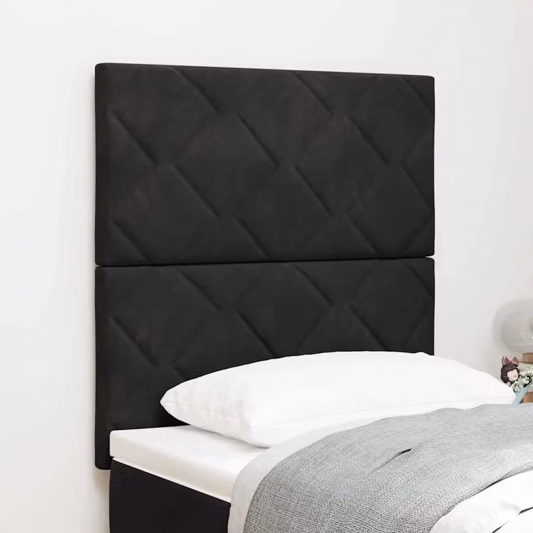 Testiera per letto vidaXL in velluto nero con struttura in legno di pino, L: 80 cm