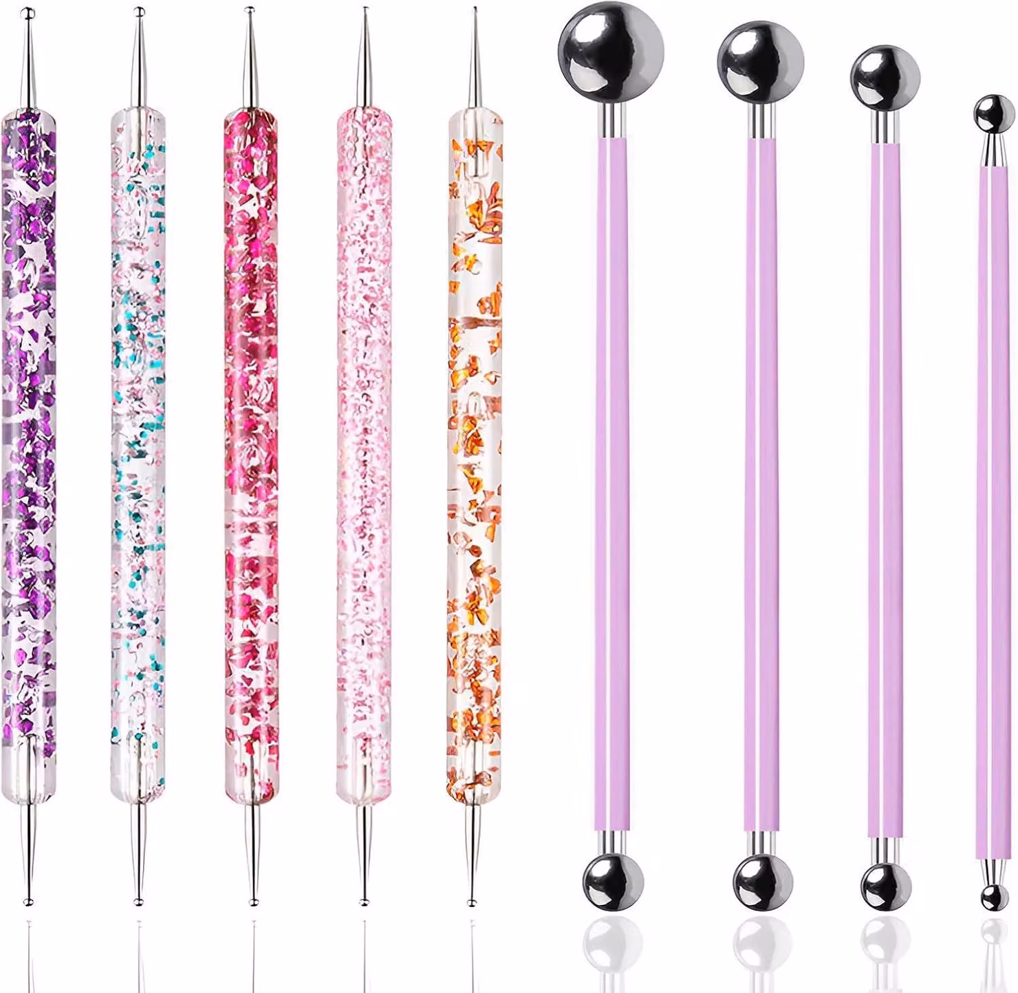 Set di modellazione da 9 pezzi, con penne per creare rilievi e palline per modellare, ideale per la pasta polimerica