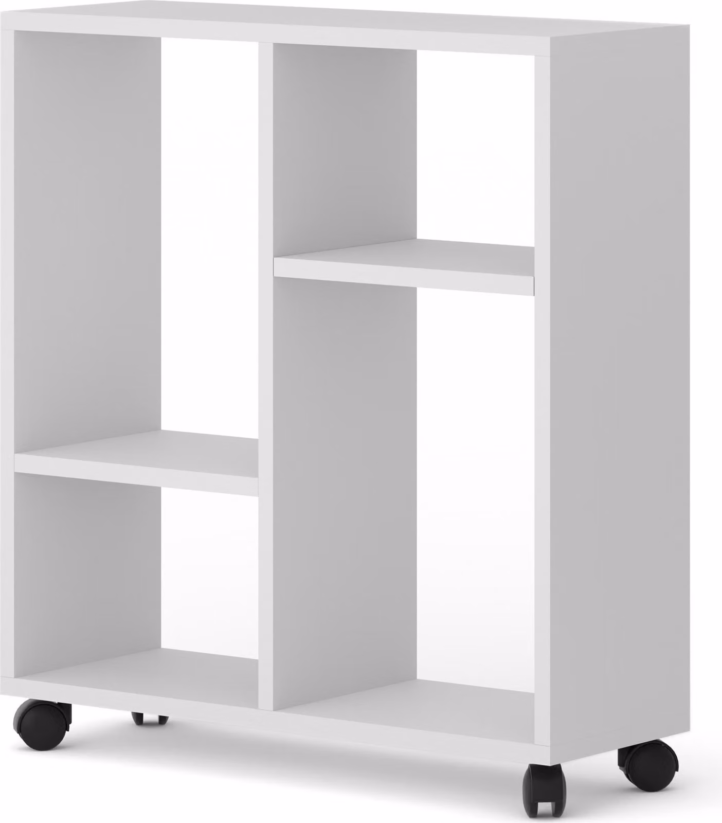 Tavolino organizer TRASCO 2 su rotelle 60 cm Tavolino per computer portatile Comodino Console Tavolino per divano Scaffale Tappetino bianco