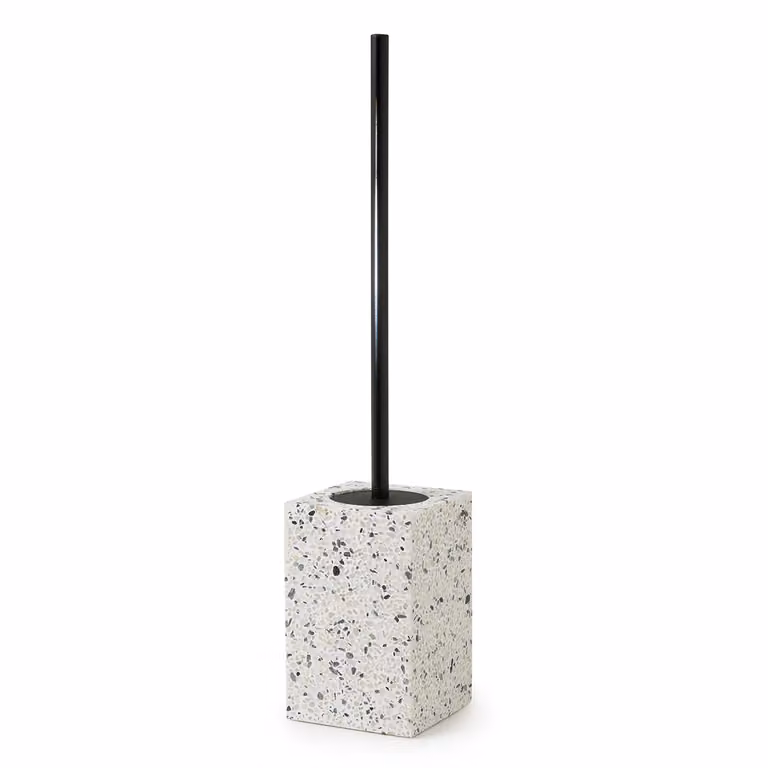 Scopino WC con ciuffo in setole d'appoggio in resina e pietre ZO33 Gedy serie ZOE Bianco